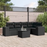Cumpara ieftin Gossi set mobilier de gradina cu perne, 6 piese, negru, poliratan
