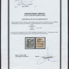 ROMANIA Ardealul de Nord emisiunea Odorhei 2 timbre rare cu sursarj original MNH