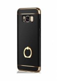 Husa protectie pentru Samsung Galaxy S8 Luxury Black Plated cu Inel de sustinere, MyStyle