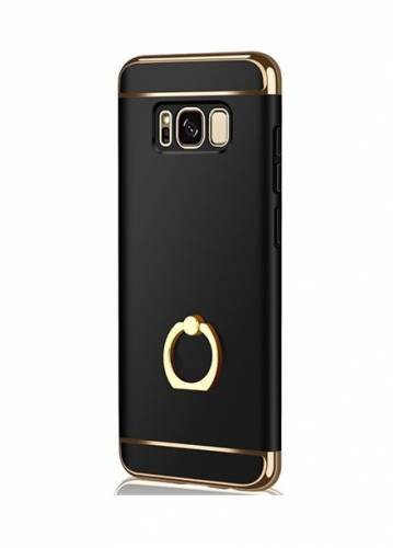 Husa protectie pentru Samsung Galaxy S8 Luxury Black Plated cu Inel de sustinere