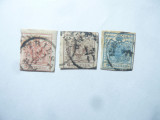 3 Timbre Austria 1850 Stema , val : 3 ,6 ,9 kr stampilate