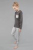 Set pijama cu buline și buzunar vulpe, Gisela 2/1535 - Gri, 4-L Standard