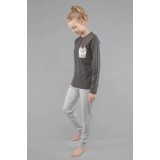 Set pijama cu buline și buzunar vulpe, Gisela 2/1535 - Gri, 4-L Standard