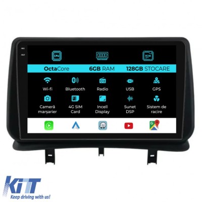 Navigatie Android Dedicata Renault Clio 3 (2005-2014), 9Inch, 6Gb Ram, 128Gb Stocare, Carplay Performance AutoTuning foto