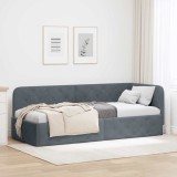 vidaXL Cadru de pat colțar cu headboard Gri &icirc;nchis 80 x 200 cm Catifea 42016514