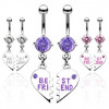 Set de piercing-uri pentru buric &ndash; inimă ruptă cu inscripţia BEST FRIEND - Culoare Piercing: Transparent