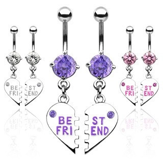 Set de piercing-uri pentru buric &amp;ndash; inimă ruptă cu inscripţia BEST FRIEND - Culoare Piercing: Transparent foto