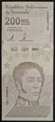 Bancnota 200000 bolivares Venezuela 2020 foto