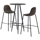 vidaXL Set mobilier de bar, 3 piese, gri &icirc;nchis, material textil