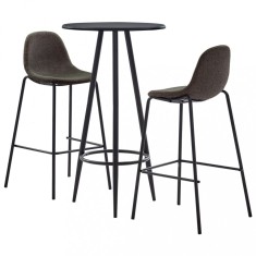 vidaXL Set mobilier de bar, 3 piese, gri &icirc;nchis, material textil