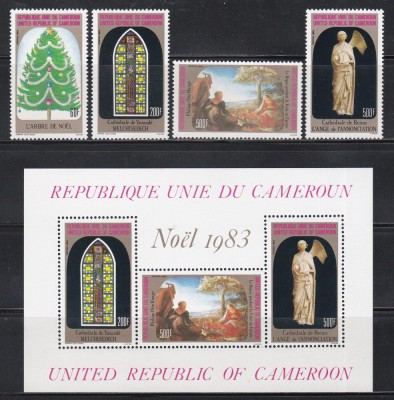 Camerun 1983 - Crăciun, Serie + Colita, Cota 20 EURO, MNH foto