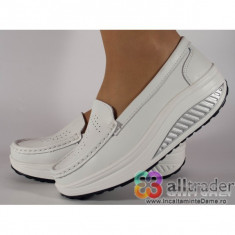 Pantofi albi talpa convexa piele naturala - AC020-33 foto