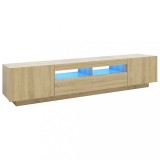 Cumpara ieftin Comoda TV cu lumini LED, stejar sonoma, 200x35x40 cm