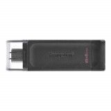 Memorie Kingston 64 Gb USB tip C 3.2 Gen 1 Data Traveler 70, cu capac, neagra