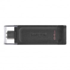 Memorie Kingston 64 Gb USB tip C 3.2 Gen 1 Data Traveler 70, cu capac, neagra