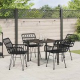 vidaXL Set de masă pentru grădină 5 pcs Negru Rattan poli
