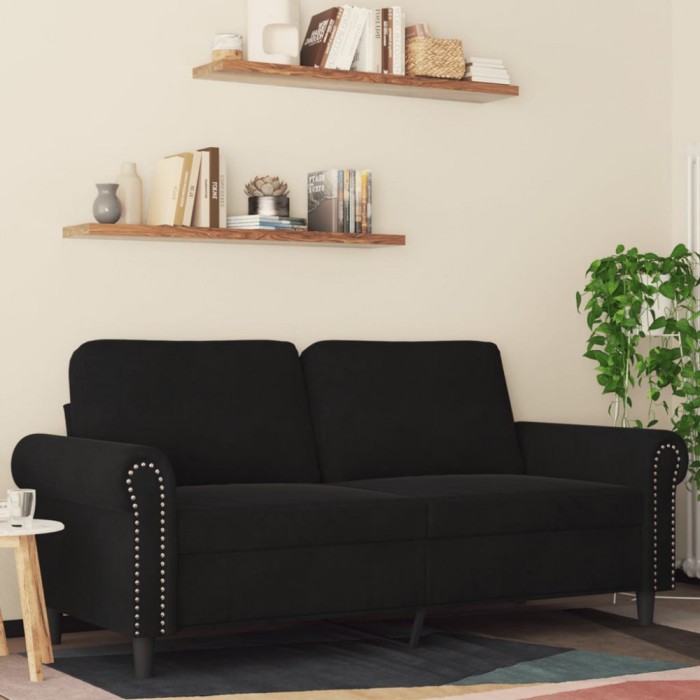 vidaXL Canapea cu 2 locuri, negru, 140 cm, catifea 359534