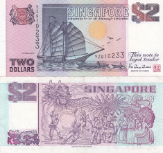Singapore 2 Dollars 1992 UNC foto