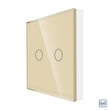 Cumpara ieftin Telecomanda touch RF433 cu 2 canale, auriu, compatibila Luxion