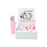 Cumpara ieftin Set Cutie Trusou cu Lumanare, 9 Piese "Cu drag de la nasi" - Luna Minnie, Roz - TB201