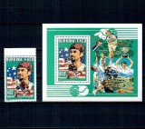 Burkina Faso 1995 - Andre Agassi, tenis, supratipar medalie de aur la Jocurile Olimpice, serie si colita neuzata