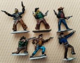 Lot figurine 6 pozitii Lone Star Harvey Series Made in Great Britain Cowboy vopsire unicat vintage Die Cast Machine Tools Ltd Vestul salbatic 1:32 Q