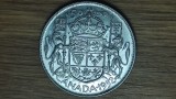 Canada - moneda de colectie argint 800 - 50 cents 1952 AUNC - King George VI - serie mai rara fara IND:IMP, greu de gasit !