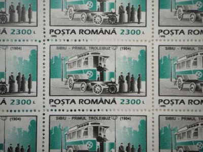 RO234-Romania 1995-Lp 1379-UZUALE-Mijloace de transport-Sase coli a 50 timbre foto