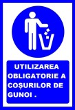 Placuta pentru utilizarea obligatorie a cosurilor de gunoi
