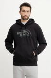 The North Face bluza Drew Peak Light barbati, culoarea negru, cu glugă, cu imprimeu, NF0A8C1BASW1
