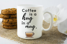 Cană personalizată &amp;quot;Coffee is a hug&amp;quot; Termosensibila - Albastru interior foto