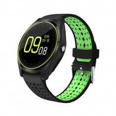 Ceas Smartwatch V9 cu Functie Apelare, SMS, Camera, Bluetooth, Pedometru, Monitorizare somn, Negru - Verde foto