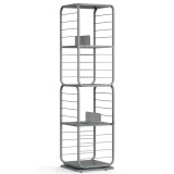 VASAGLE Biblioteca rotativa 360 grade, cadru metalic, cu 5 polite MDF, 43x43x158cm, gri Household NewTrend