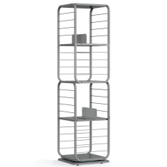 VASAGLE Biblioteca rotativa 360 grade, cadru metalic, cu 5 polite MDF, 43x43x158cm, gri Household NewTrend