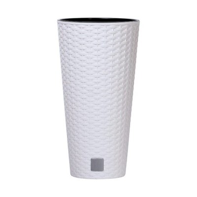 Ghiveci de flori, Prosperplast, Rato Tubus, rotund inalt, 64 L, imitatie ratan, alb, 40x76.3 cm GartenVIP DiyLine foto