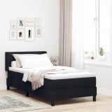 Cumpara ieftin Pat cu arcuri cu perna cu headboard Negru 200 x 100 cm tesatura