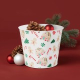 Decoratiune de Craciun - ghiveci metalic, galeata - casuta - 13 x 11 cm