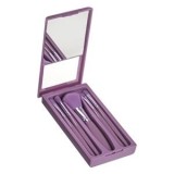 Set cu Pensule de Machiaj Mov, 6 Piese, Cutie cu Oglinda, CMCLASS