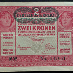 Bancnota istorica 2 COROANE - AUSTRO-UNGARIA (AUSTRIA), anul 1917 * cod 405