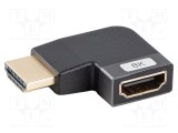 Adaptor HDMI 2.1 LANBERG 90&deg; argintiu, aurit, aluminiu, compatibil 8K HDR UHD