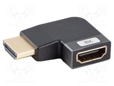Adaptor HDMI 2.1 LANBERG 90&amp;deg; argintiu, aurit, aluminiu, compatibil 8K HDR UHD foto
