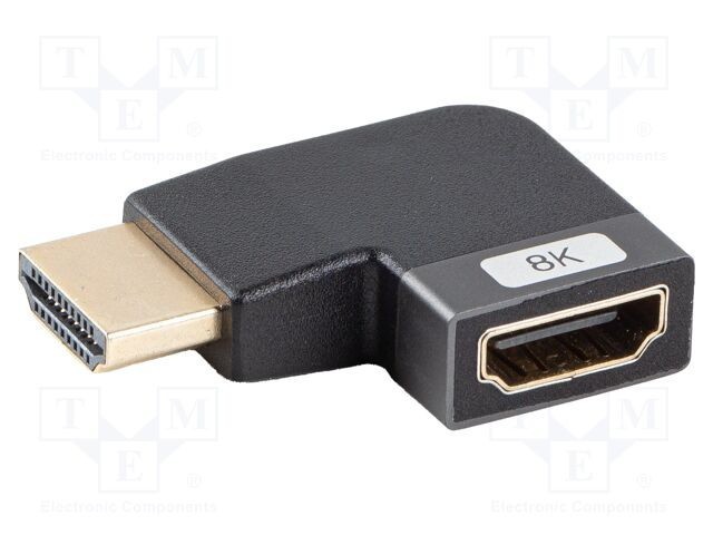 Adaptor HDMI 2.1 LANBERG 90&deg; argintiu, aurit, aluminiu, compatibil 8K HDR UHD