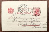 ROMANIA 1905 - Intreg Postal - 10 bani rosu Carol I - circulat Botosani - Cernauti (Bucovina) - Carta (Carte) Postala - destinatar SCHMIED - FONTIN