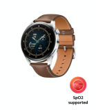 Smartwatch Huawei Watch 3, Display AMOLED HD 1.43inch, 2GB RAM, 16GB Flash, Bluetooth, NFC, GPS, Wi-Fi, 4G, Carcasa Otel, Rezistent la apa 5 ATM, Ando