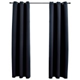 vidaXL Perdele opace cu inele, 2 buc., negru, 97x213 cm, material textil