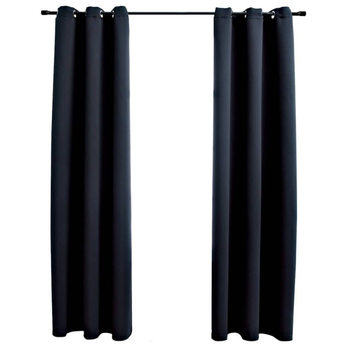 vidaXL Perdele opace cu inele, 2 buc., negru, 97x213 cm, material textil