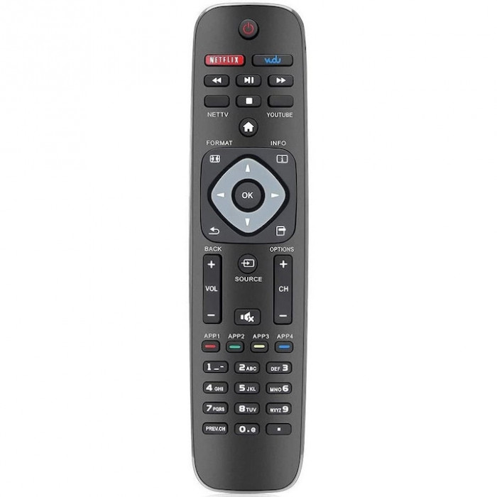 Telecomanda pentru Philips PHI-958, x-remote, Netflix, vudu, Negru