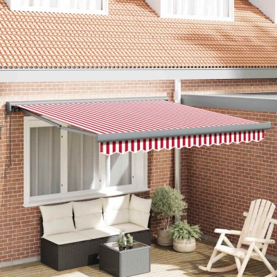 vidaXL Cortina Retractabilă Manual Roșu și alb 350 x 250 cm 3330282 foto