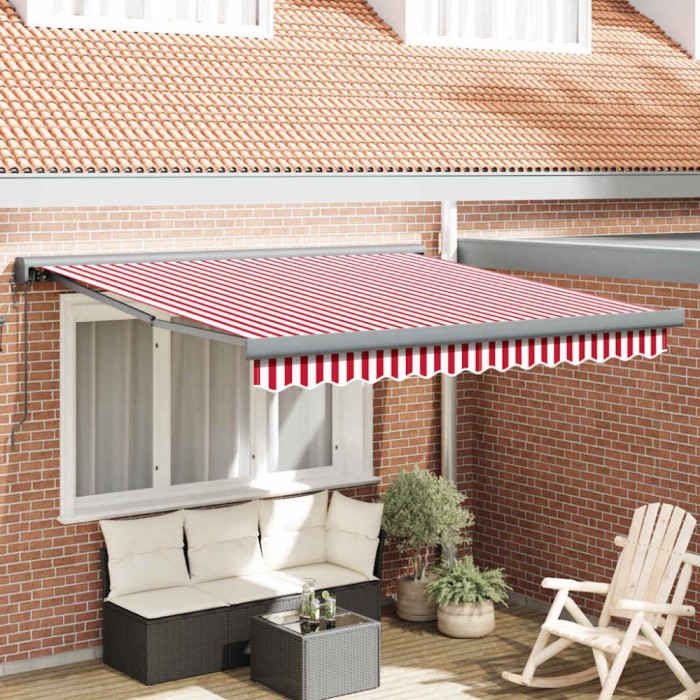 vidaXL Cortina Retractabilă Manual Roșu și alb 350 x 250 cm 3330282
