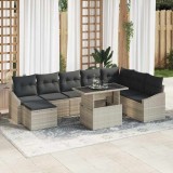 VidaXL Set canapele grădină , 9 piese, cu perne, gri deschis, rattan polimeric
